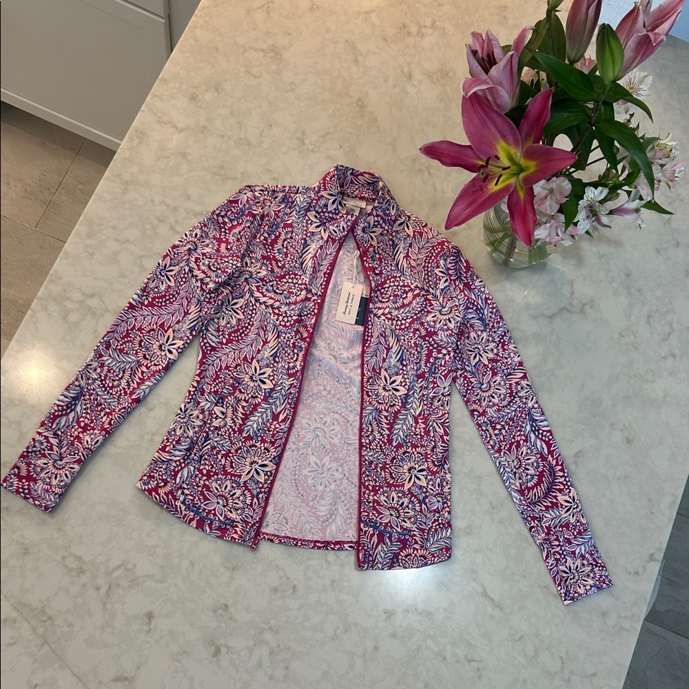 NWT Tommy Bahama Golf & Tennis Full Zip Pink Floral Jacket - Picture 4 of 11